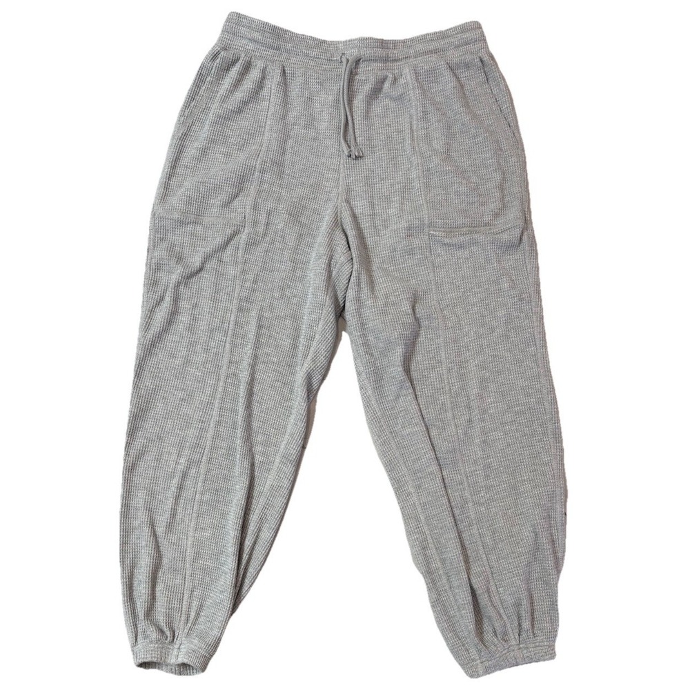 Yogalicious Waffle Knit Lounge Joggers Grey L Cozy Brushed Thermal Lounge Pants